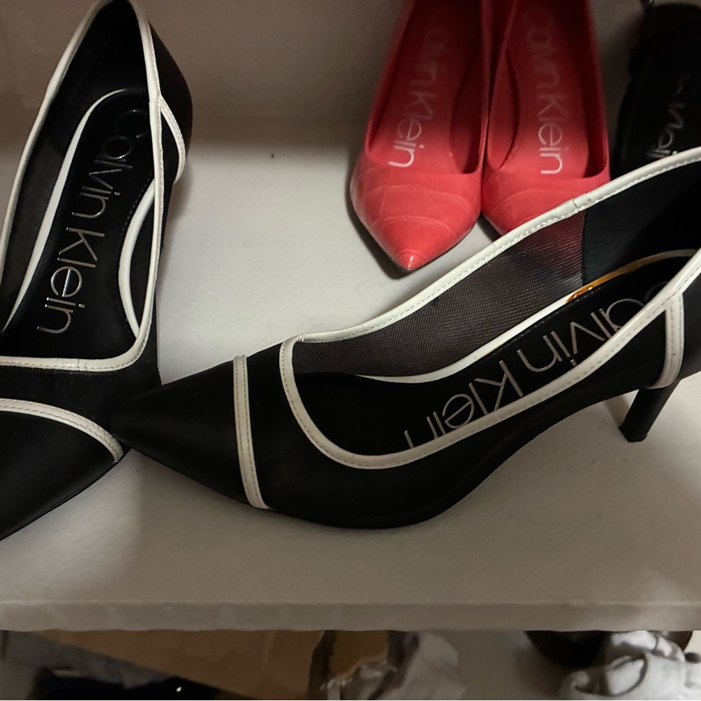 Calvin Klein Black Heels with White Trim
